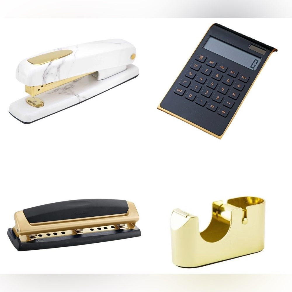 OFFICE DESK SUPPLIES BUNDLE IN GOLD - 9 ITEMS TARGET & AMAZON